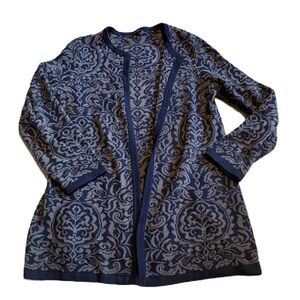 Talbots Cashmere Blend Elegant Blue Patterned Women's Sweater Large Blue Gray
